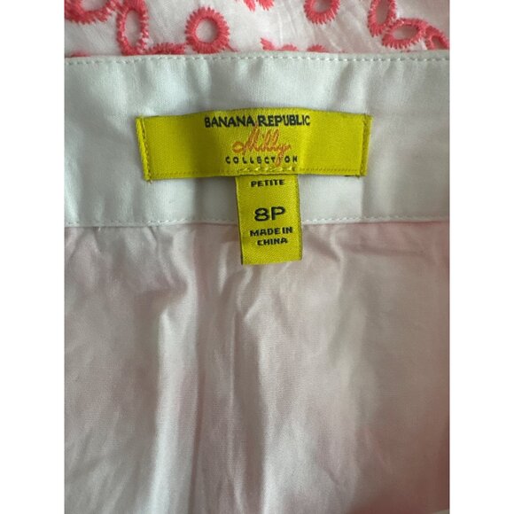 Banana Republic milly hamptons skirt size 8 petite Embroidered Cotton preppy - Picture 4 of 5